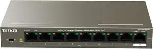 Tenda TEF1109P-8-102W Fast Ethernet Network Switch with 9 RJ-45 Ports and Power over Ethernet Metallic Housing