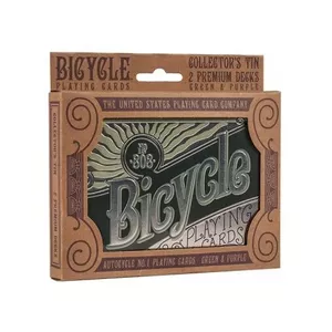 Kāršu komplekts Bicycle 23693 Retro Tin — standarta 52 kāršu kopa ar džokeriem, metāla kārbiņa