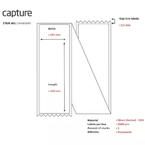 Printer label Capture CA-LB3045 White Fanfold