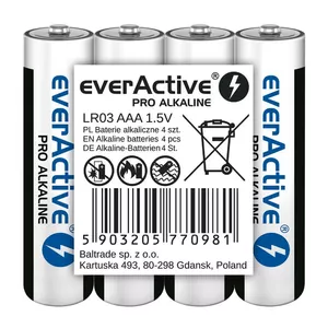 Alkaline AAA batteries everActive LR03PRO4T — 4 pcs, 1.5 V, 1250 mAh, 44.5×10.5 mm