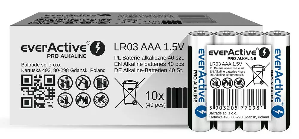 Alkalīnās AAA everActive LR03PRO4T — 4 gab. Photo 4