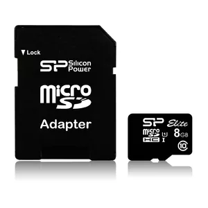Silicon Power Elite 8GB microSDHC UHS-I Klases 10
