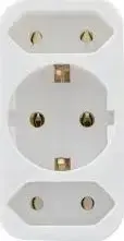 Electrical transition plug REV 2-fold with safety contact, white, model 0512735777 WS