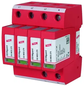 Pārsprieguma novadītājs dehn + soehne DEHNguard DG M TNS 275 Termināls 230 - 400 V 50 - 60 Hz Termoplastmasa Sarkans