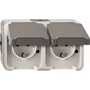 Kontaktligzda Merten MEG2321-8029 CEE 7/3 pelēka, IP44, 250 V, 16 A, 143×57×83 mm