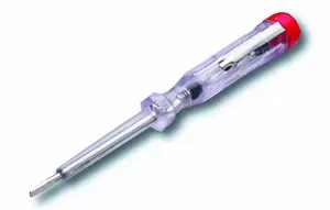 Voltage tester screwdriver Cimco 111320 — insulated tester, 12.5 cm, chrome/red/transparent