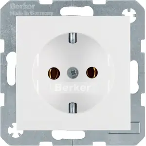 Socket outlet Type F berker 47438989, white, duroplast housing, 250V 16A, IP20, depth 32mm