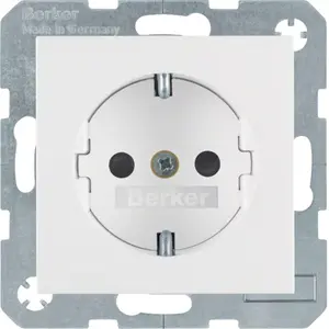 Socket outlet Type F Berker 47238989, 16 A, 250 V, IP20, white, duroplast, depth 32 mm
