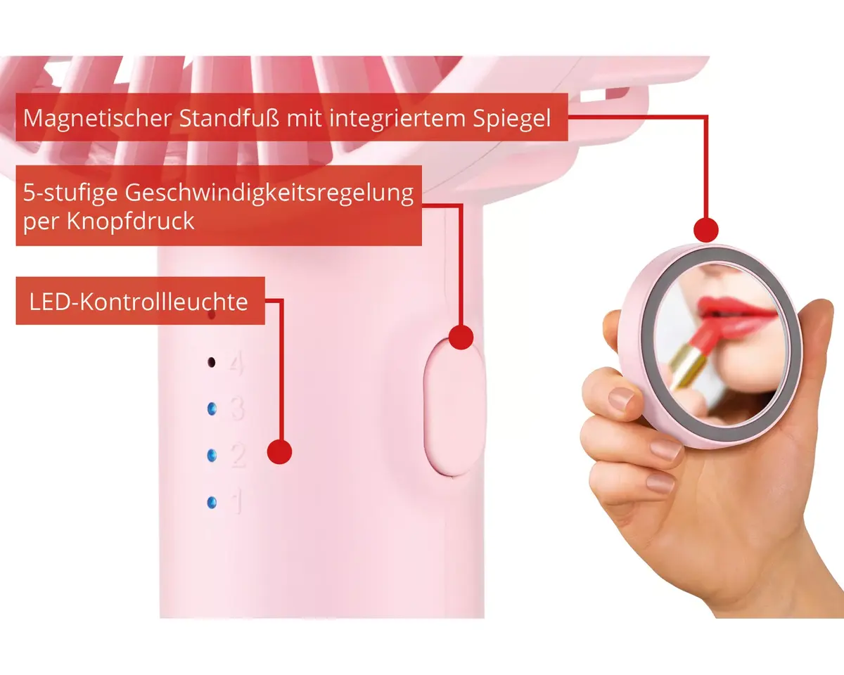 Портативный вентилятор Unold Breezy II Pink Photo 2