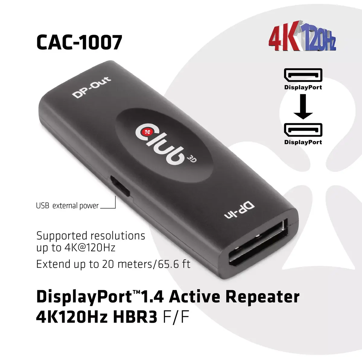 DisplayPort aktīvais repeater CLUB3D CAC-1007 Photo 2