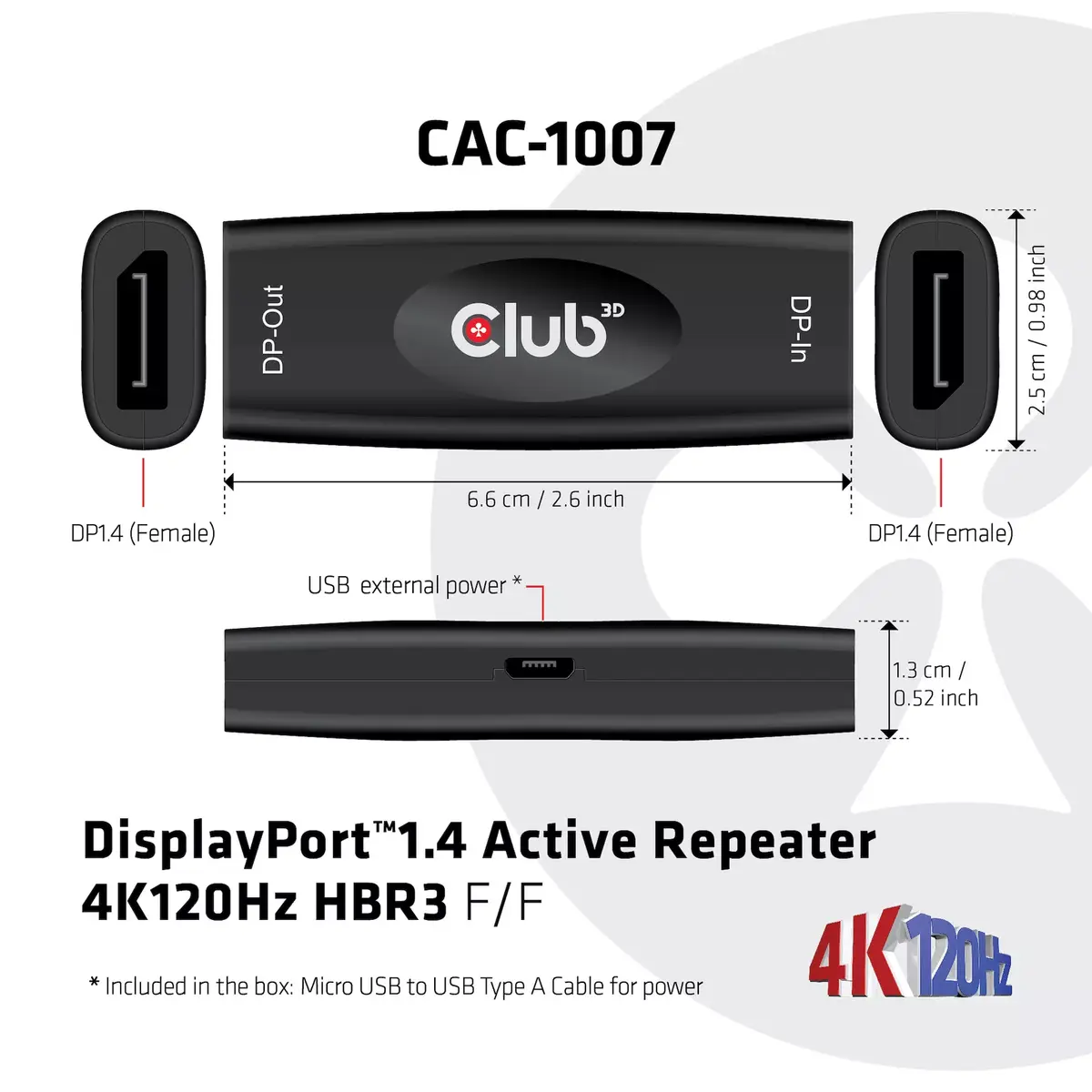 DisplayPort aktīvais repeater CLUB3D CAC-1007 Photo 5