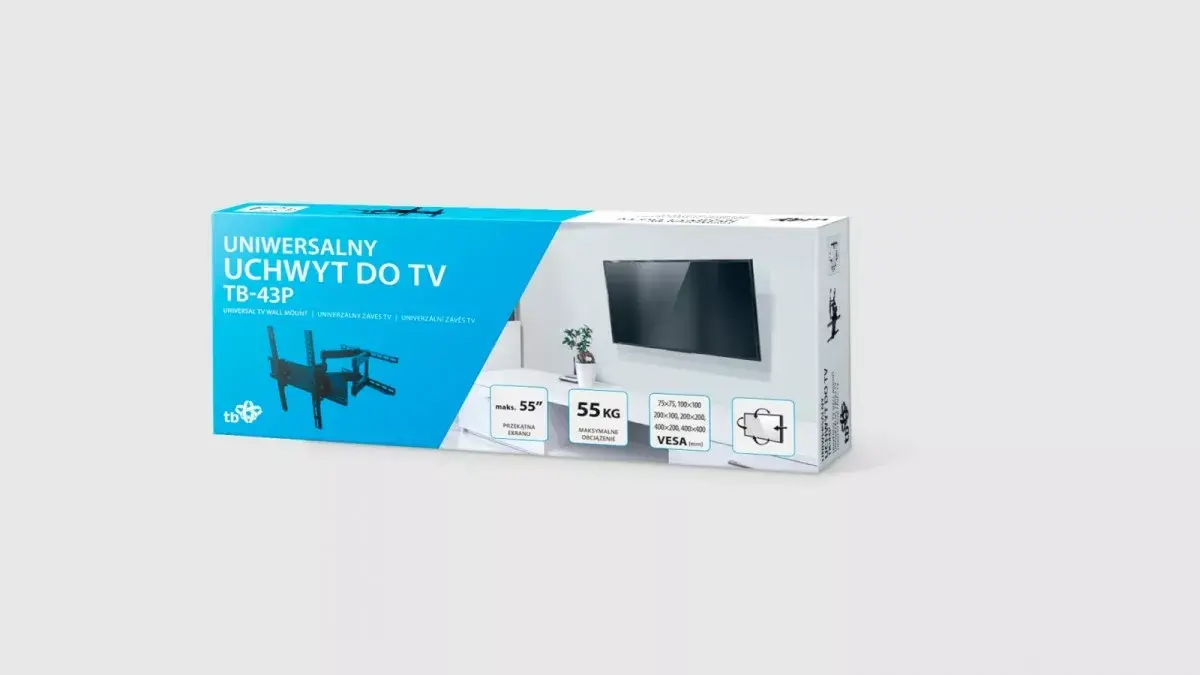 TV sienas stiprinājums TB TB-43P — 26–55", 55 kg, VESA 400x400 Photo 3