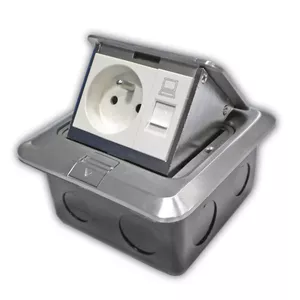 Floor socket DATACOM 2161 with 1×RJ45 Cat5e port and 230V power outlet