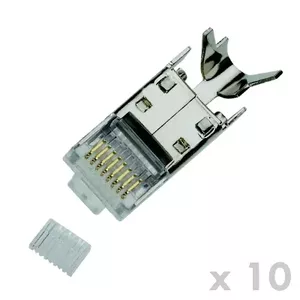 RJ45 STP разъем CAT7 8P8C DATACOM 10 шт, экранированный модульный штекер для высокоскоростного Ethernet