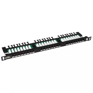 19'' Patch panelis Solarix 24xRJ45 CAT5E UTP melns