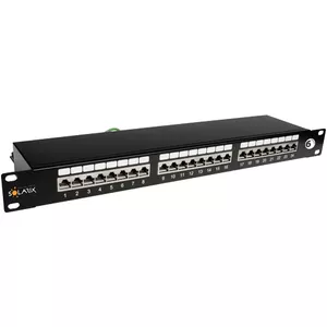 Patch panel SOLARIX 19" 24-port RJ45 CAT6 STP model SX24-6-STP-BK, black