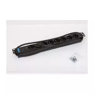 Barošanas sadales bloks Triton RAB-PD-X05-A1 — 8× ČSN kontaktligzdas, kabelis 2 m, 16 A uz fāzi, 19", melns