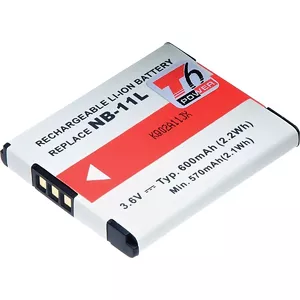 Uzlādējams kameru akumulators t6 power Canon NB-11L 600 mAh pelēks