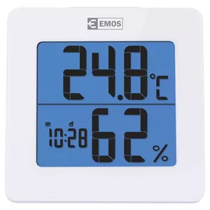 Elektroniskais telpas termometrs EMOS E0114, mērīšana °C, balts, ar pulksteņa funkciju