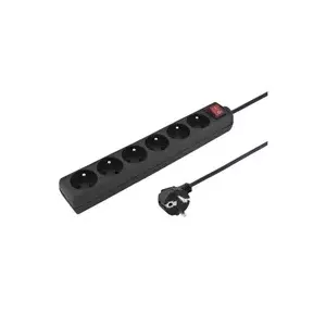 Strāvas sadalītājs PREMIUMCORD ppa6k-03bk 230V, kabelis 3 m, 6 kontaktligzdas, ar slēdzi, melns