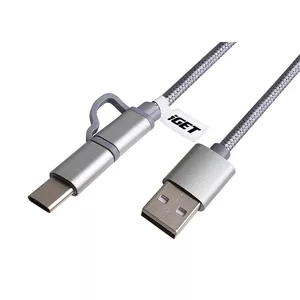 iGET G2V1 USB kabelis 1 m USB A USB C/Micro-USB A Metālisks, Sudrabs