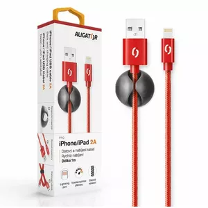 USB data cable ALIGATOR DATKP11 Lightning 2A Red