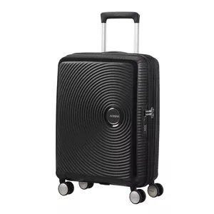Roku bagāža American Tourister Soundbox Spinner 55 Exp. — melna, 4 riteņi, izplešams
