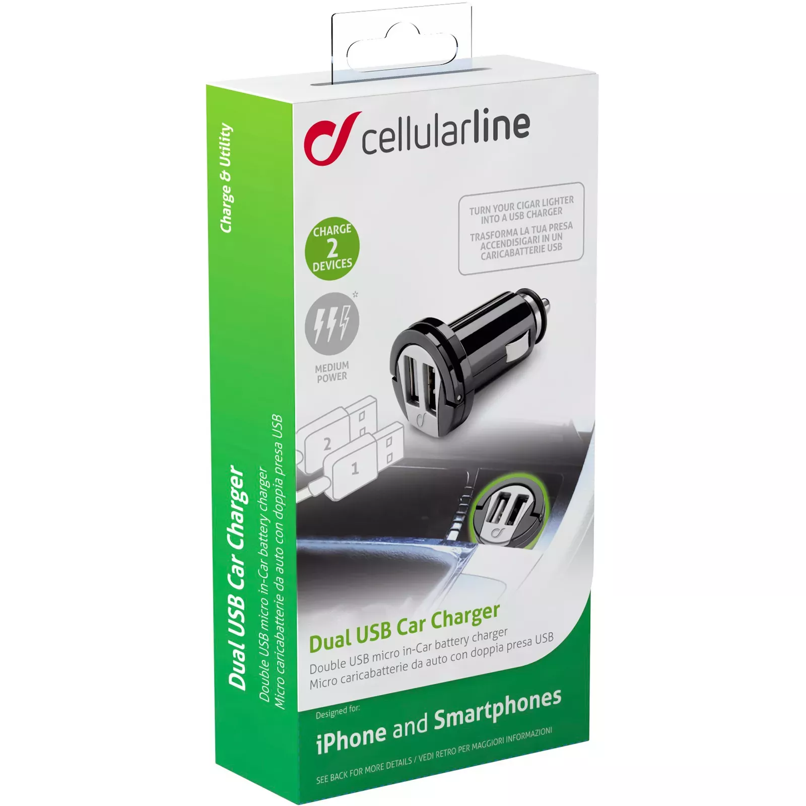 Cellularline MICROCBRUSBDUAL2A mobile device charger MICROCBRUSBDUAL2A