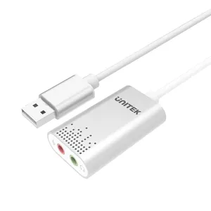Audio converter Unitek Y-247A, silver, USB Type-A connector, compact 12×28×46 mm