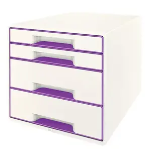 File storage box LEITZ WOW Cube Polystyrol Metallic Violet, A4, 287×363×270 mm