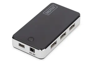 Digitus USB 2.0 7-Port Hub with 480 Mbit/s Data Transfer Rate and 5 V Input Voltage in Black and Silver