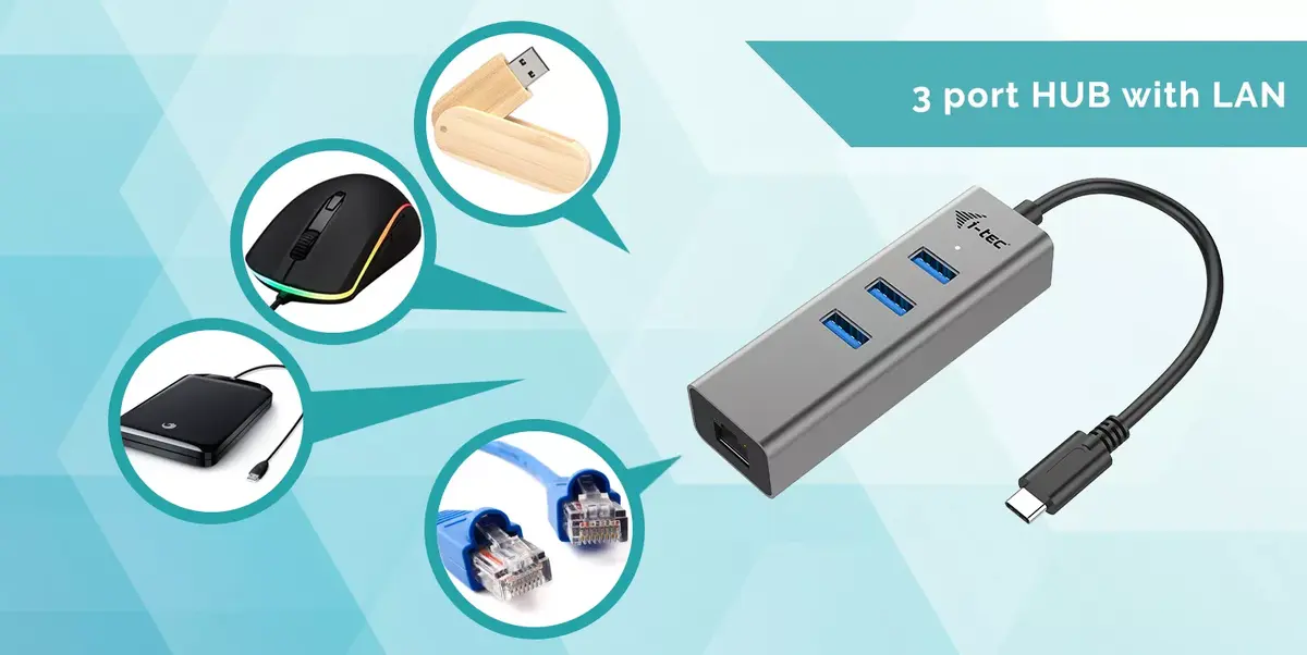 USB-C Хаб i-tec Metal 3 Порта Gigabit Ethernet Адаптер Photo 8