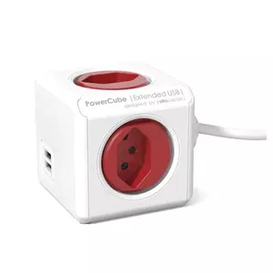 Allocacoc PowerCube Extended USB pagarinātājs 1,5 m 4 Maiņstrāvas izvade (-s) Iekštelpas Sarkans