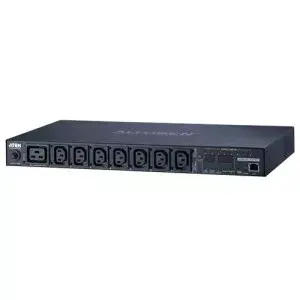 Блок распределения питания ATEN PE8208G — контролируемый PDU 1U, 8 AC-розеток, 100–240 В, 16 A, чёрный