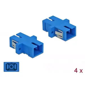 Fibre optic adapter SC female to SC female, DELOCK 85990, blue, pack of 4