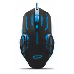 Проводная игровая мышь ESPERANZA EGM403B — правая, оптическая 2400 DPI, 6 кнопок, USB Type-A, чёрно-голубая