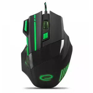 Проводная игровая мышь ESPERANZA EGM201G — правая, оптическая 2400 DPI, 7 кнопок, USB Type-A, чёрно-зелёная