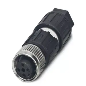 Phoenix Contact 1641688 M12 4-Pin Sensor/Actuator Connector, Black and Stainless Steel