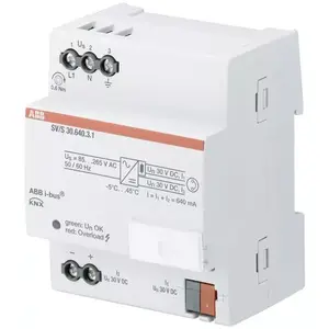 Barošanas adapteris/invertors ABB SV/S30.640.3.1 — 30 V izeja, 85–265 V ieeja, pelēks, plastmasas korpuss (72×64.5×90 mm)