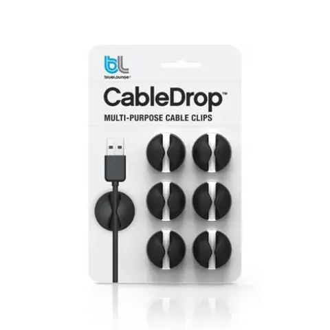 BlueLounge CableDrop cable clamp — Black, 2.3 mm, 6 pcs Photo 2