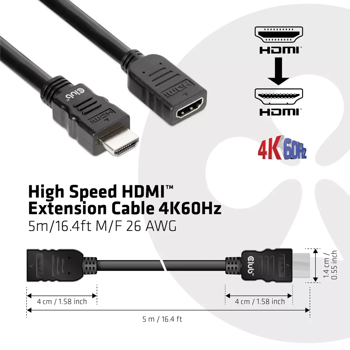 HDMI удлинитель CLUB3D High Speed 4K60Hz Photo 3