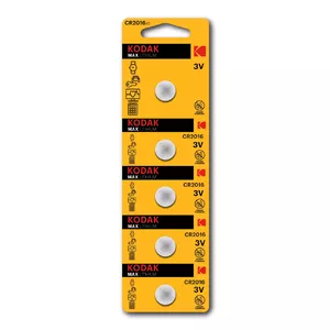 Батарейка Kodak CR2016 одноразовая LiMnO2 3В CR2016 5 шт, высота 1.6 мм, диаметр 20 мм