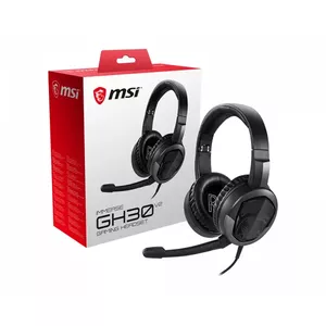 MSI IMMERSE GH30 V2 Gaming Headset 'Black with Iconic Dragon Logo, Wired Inline Audio with splitter accessory, 40mm Drivers, detachable Mic, easy foldable design'