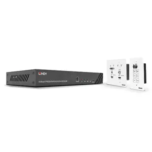 AV raidītājs un uztvērējs Lindy HDBaseT Presentation System ar vadības taustiņu — 3840x2160, Cat5e/Cat6, USB-A/USB-B, 1,23 kg