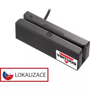 Card reader VIRTUOS MSR-100A USB‑COM Black magnetic stripe reader, USB interface