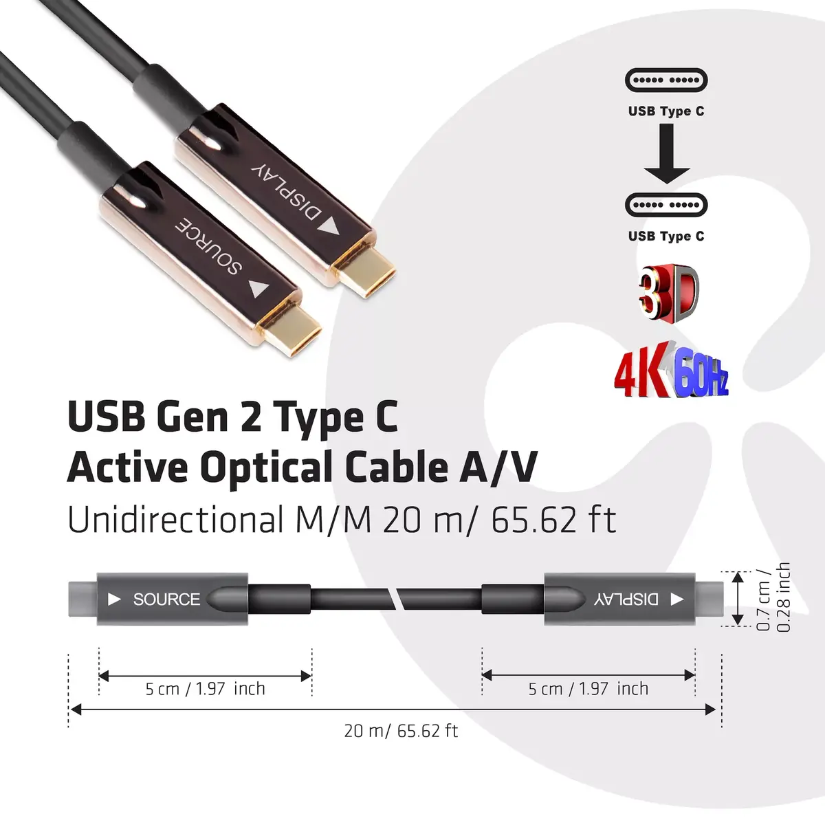 Оптический кабель CLUB3D USB Gen 2 Type C Photo 3