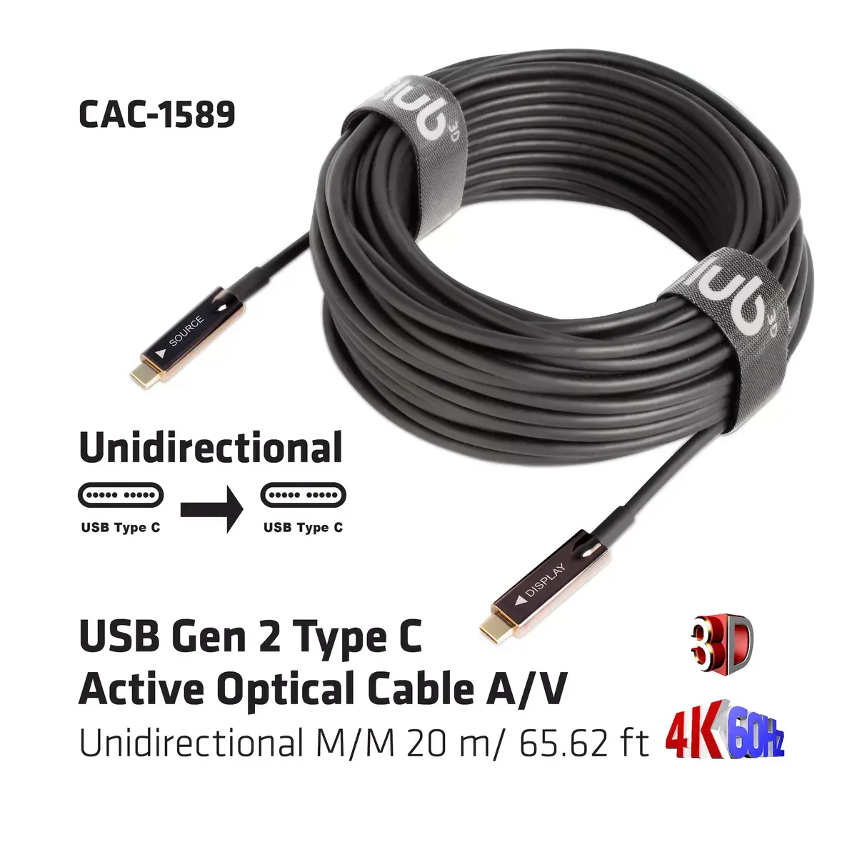 Оптический кабель CLUB3D USB Gen 2 Type C Photo 4