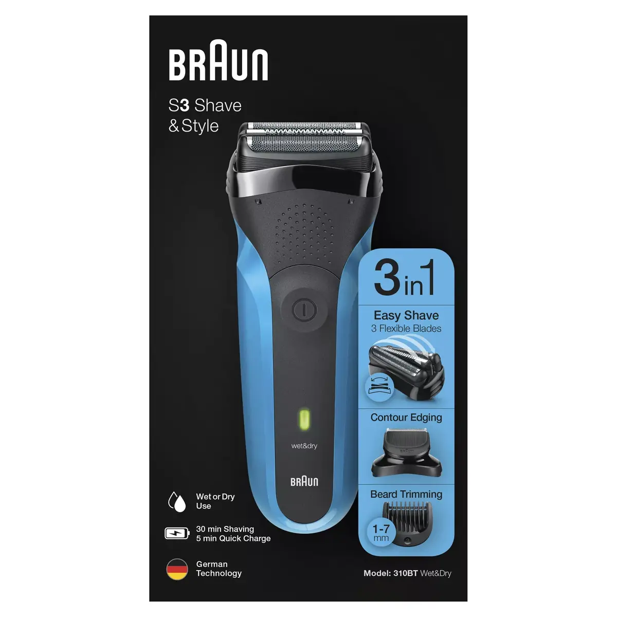 Elektriskā skuvekļa Braun Series 3 Shave&Style 310BT Photo 2
