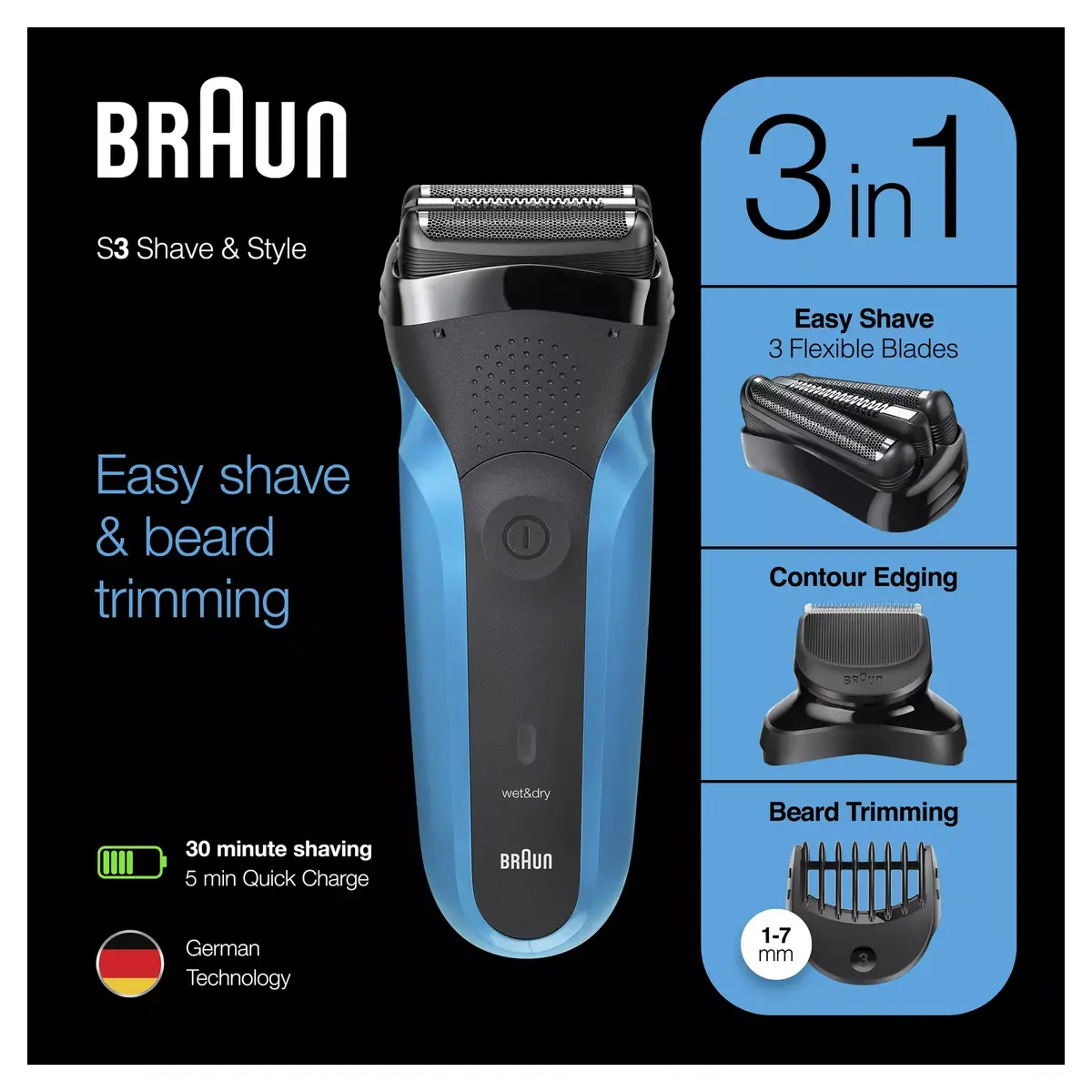 Elektriskā skuvekļa Braun Series 3 Shave&Style 310BT Photo 4
