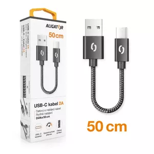 Aligator DATKP39 USB kabelis 0,5 m USB 3.2 Gen 1 (3.1 Gen 1) USB A USB C Melns